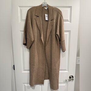 NEW J Jill Majestic Long Cardi Mushroom Heather Small Petite Cardigan NWT Tan